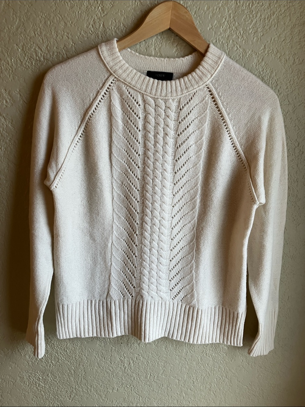 J crew classic cream wool crew sweater